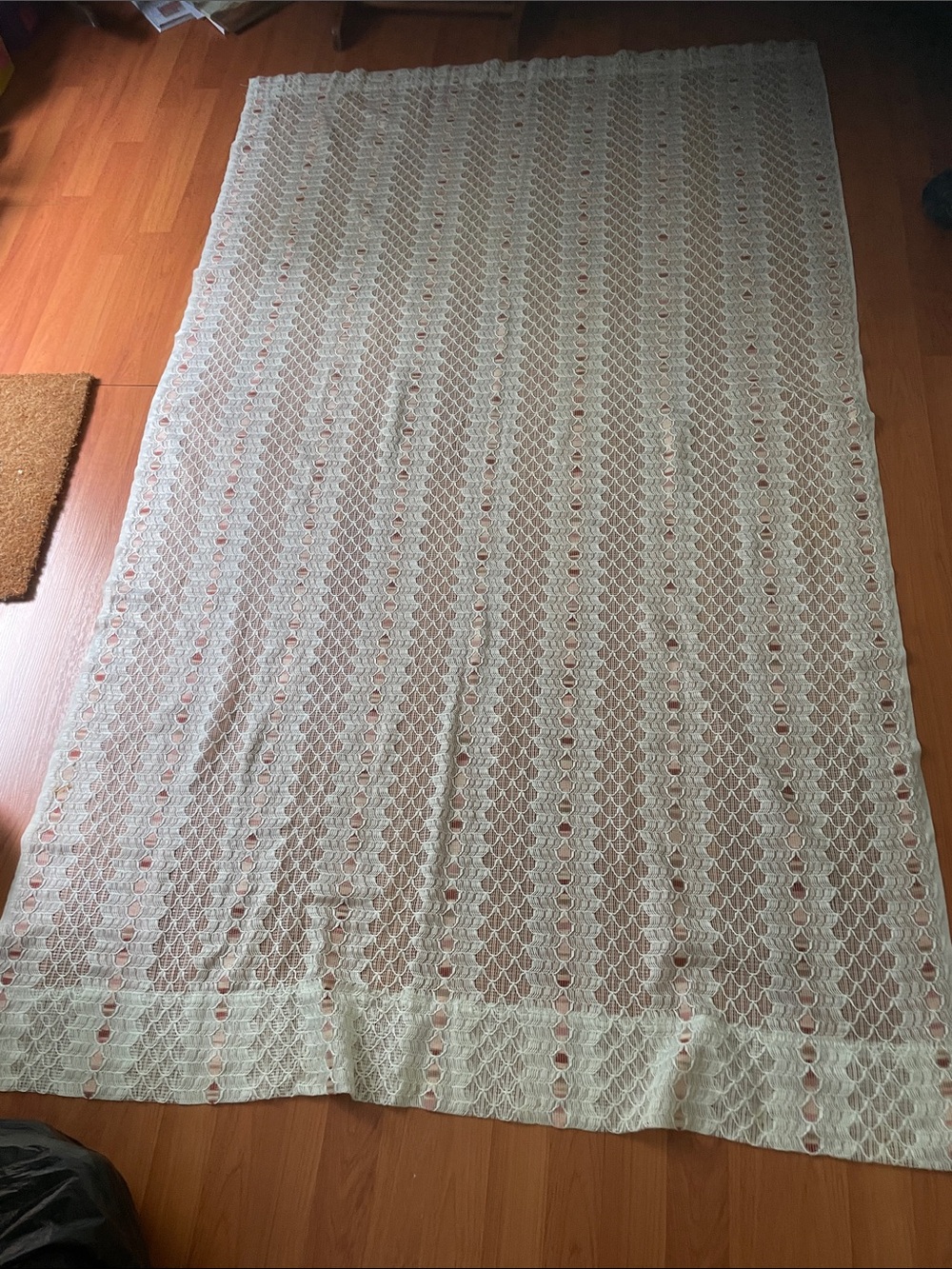 Cream shower curtain